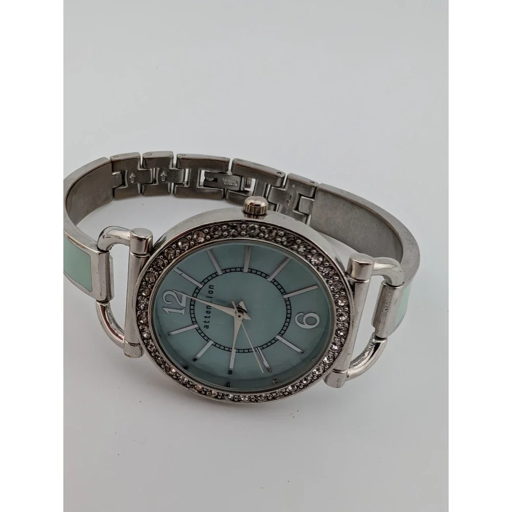 Attention Watch Women 34mm Silver‎ Case Green 6.5